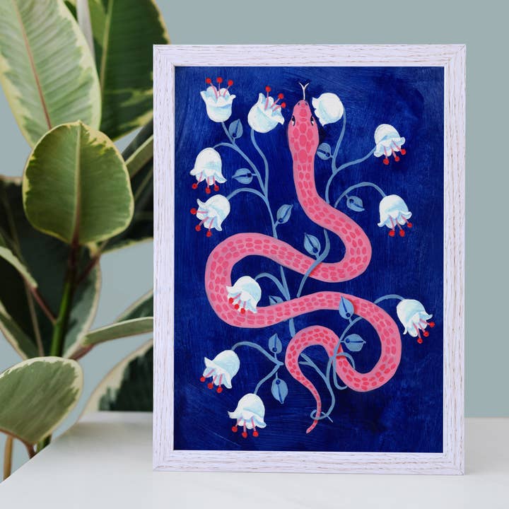 Stampa serpente floreale rosa per la vendita all'ingrosso da parte di Joanna Clay Design