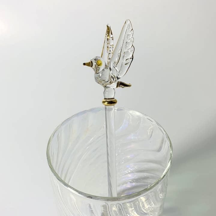 Blown Glass Cocktail Stirrer - Dove for wholesale by Dandarah
