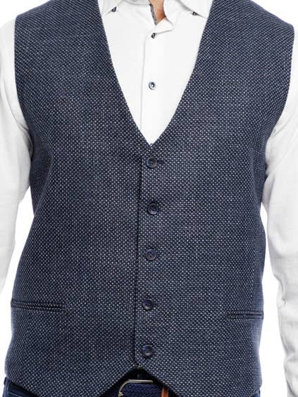 Marinblå Sharkskin Väst för wholesale av Luchiano Visconti