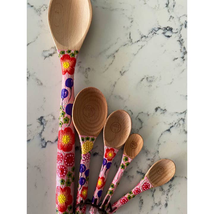 Oh The Places We Go Shop – Großhandel Messlöffel – Löffelset aus Holz, Rosa, Backlöffel, Geschenk zum Backen