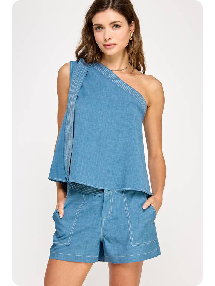 Strut & Bolt - Vendita all'ingrosso Camicetta - Donna - Top monospalla con dettaglio di cucitura superiore