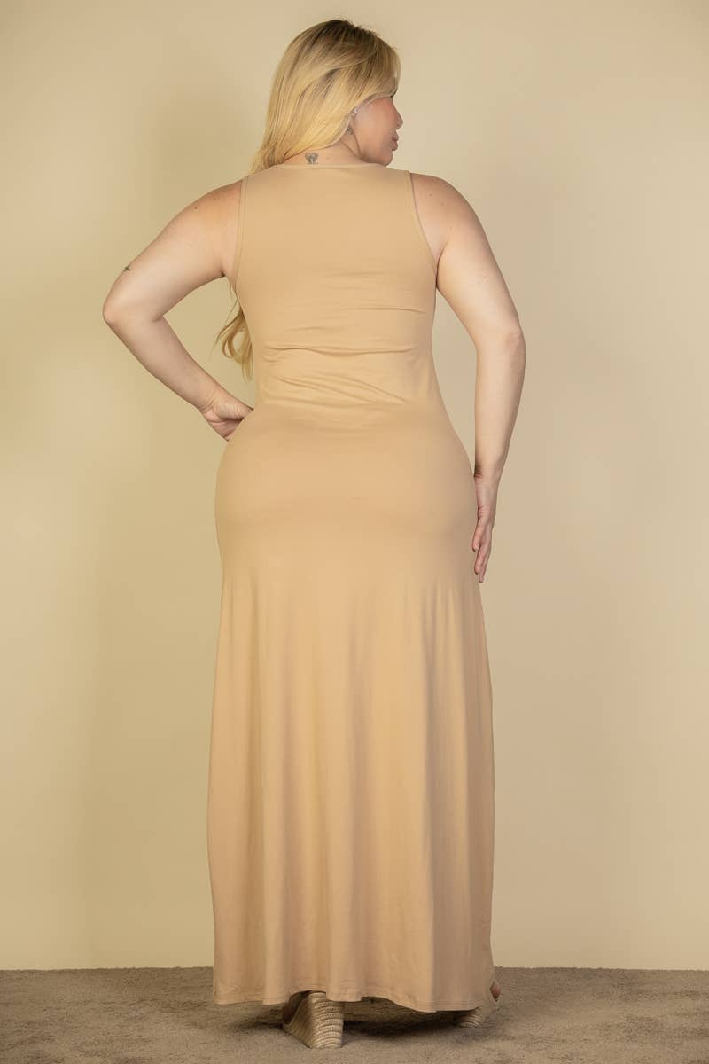 CAPELLA APPAREL - Vente Robe – femme - Robe maxi à encolure plongeante et fente sur les cuisses de grande taille11