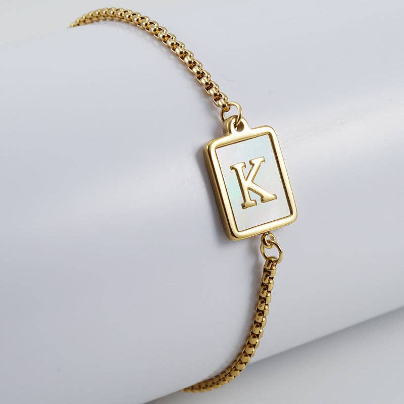 Mio Queena - Wholesale Charm/Dangle Bracelet - Gold-plated Shell Stainless Steel Initial Bracelets10