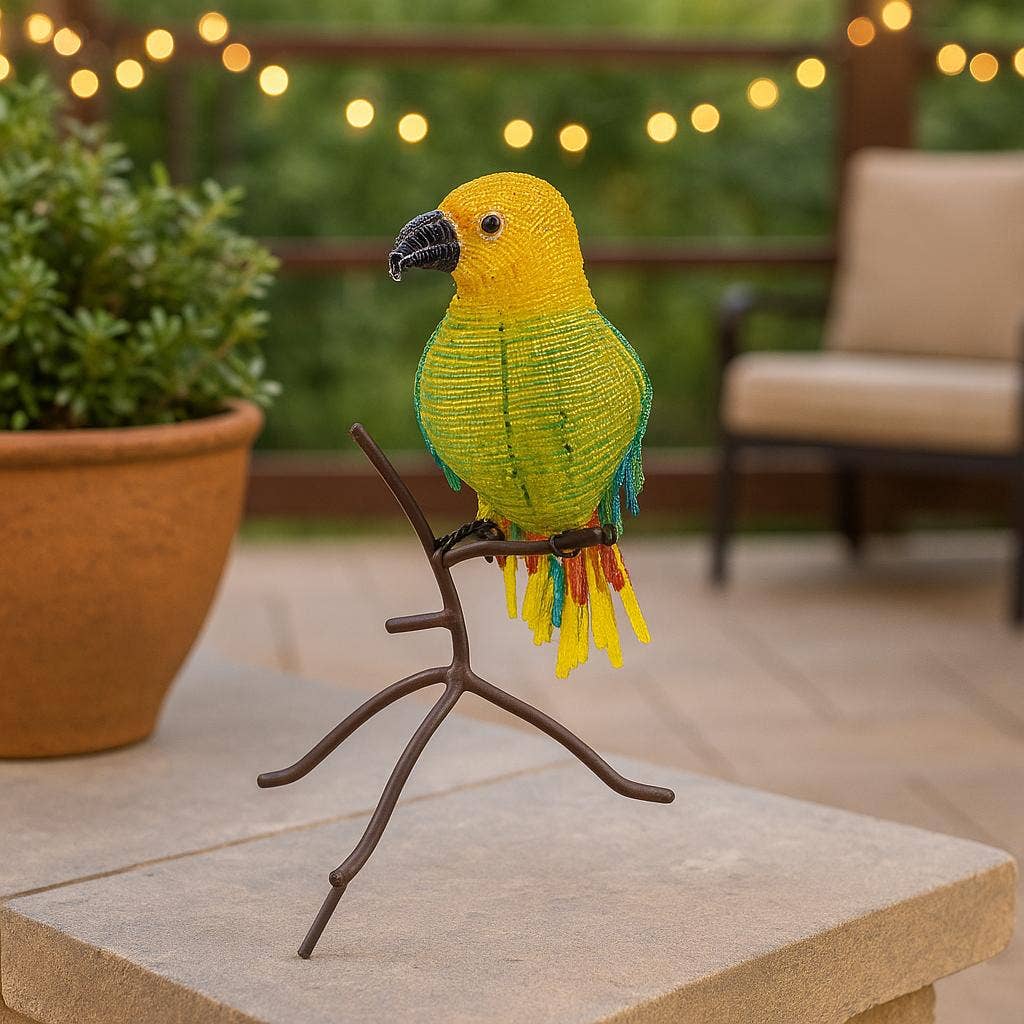 Beadworx By Extol Accessories Ltd. - Wholesale Sculpture - Parrot On Perch, Green2