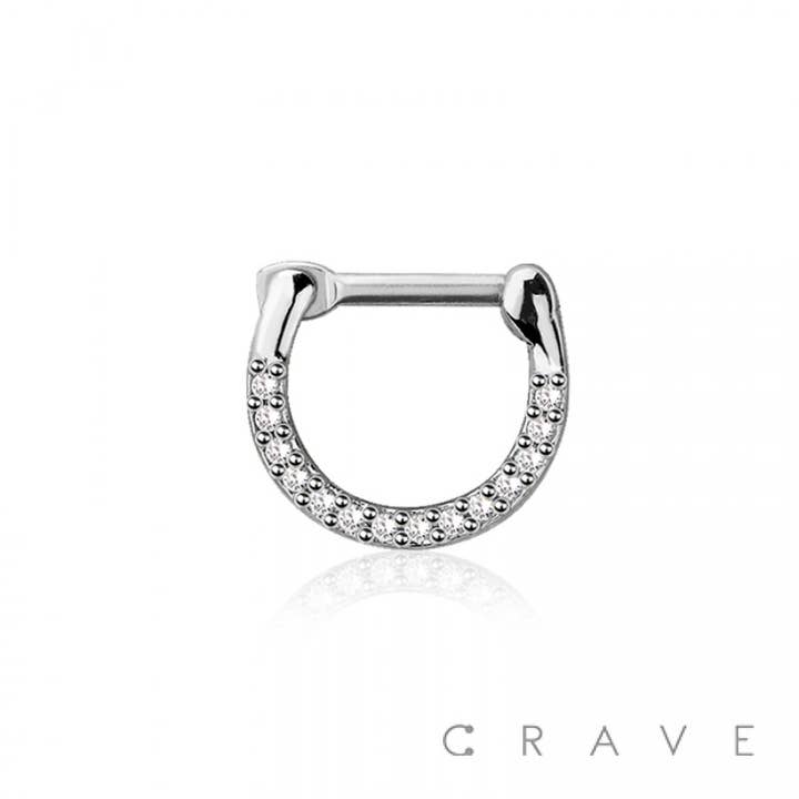CRAVE BODY JEWELRY - Wholesale Single earring - FRONT GEM 316L SURGICAL STEEL SEPTUM RING