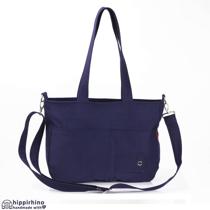 Marineblauwe canvas schoudertas Crossbody Tote Messenger Cute voor wholesale door hippirhino