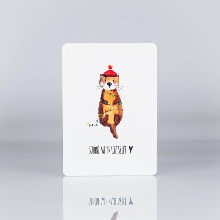 Postcard with otter - Merry Christmas for wholesale by One in a Melon