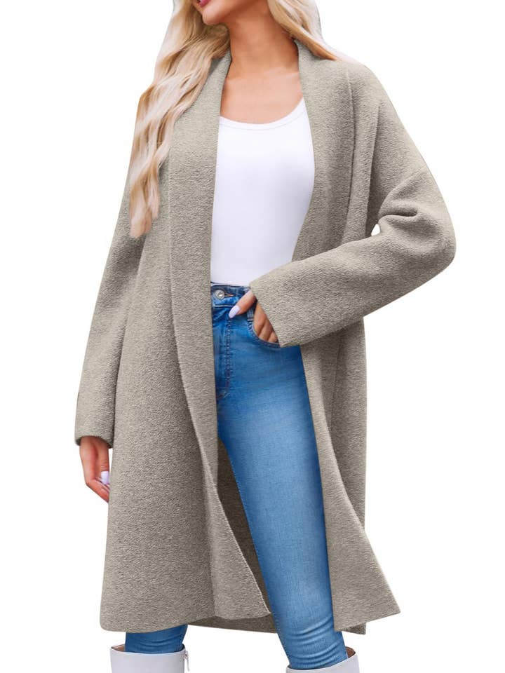 HIDDENBRAND - Wholesale Cardigan - Women's - Elegant Long Collarless Cardigan