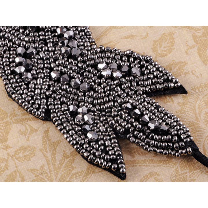 AK Brand - Vendita all'ingrosso Fascia per capelli - Donna - Fascia per capelli con patta a foglia nera con perline anni '2011