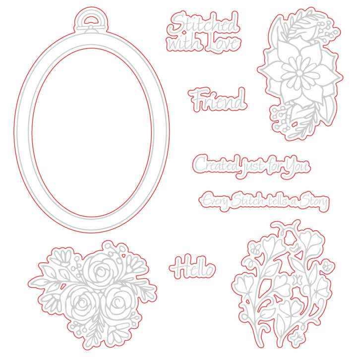 Honey Bee Stamps - Wholesale Craft Supplies - Stitched With Love - Honey Cuts - Coordinating Dies