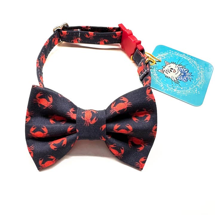 Set mit Krawatte und Halsband in Katzenform, Krabbenblau für den Großhandel von Whiskers Crafts