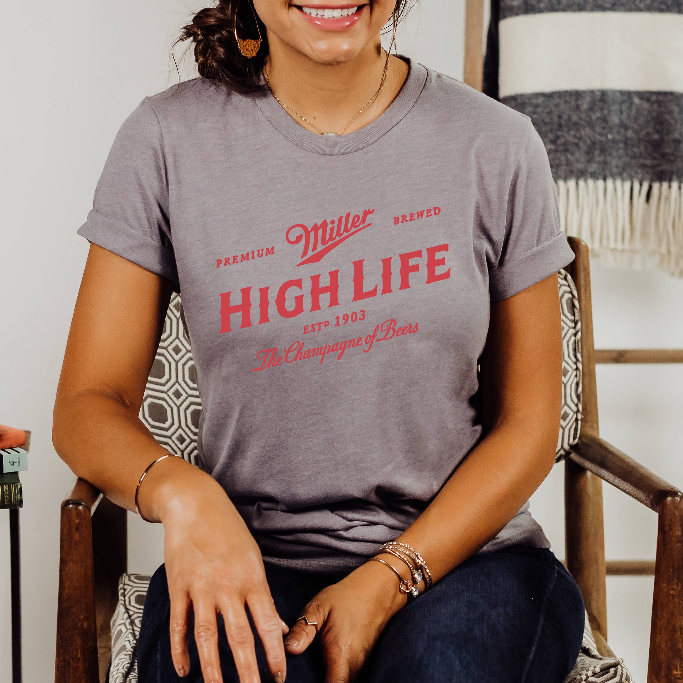 Dakota Soul Tees - Wholesale Screen Printed T-Shirt - Women's - Miller High Life Graphic Tee } Miller Beer Tee | Rodeo Tee3