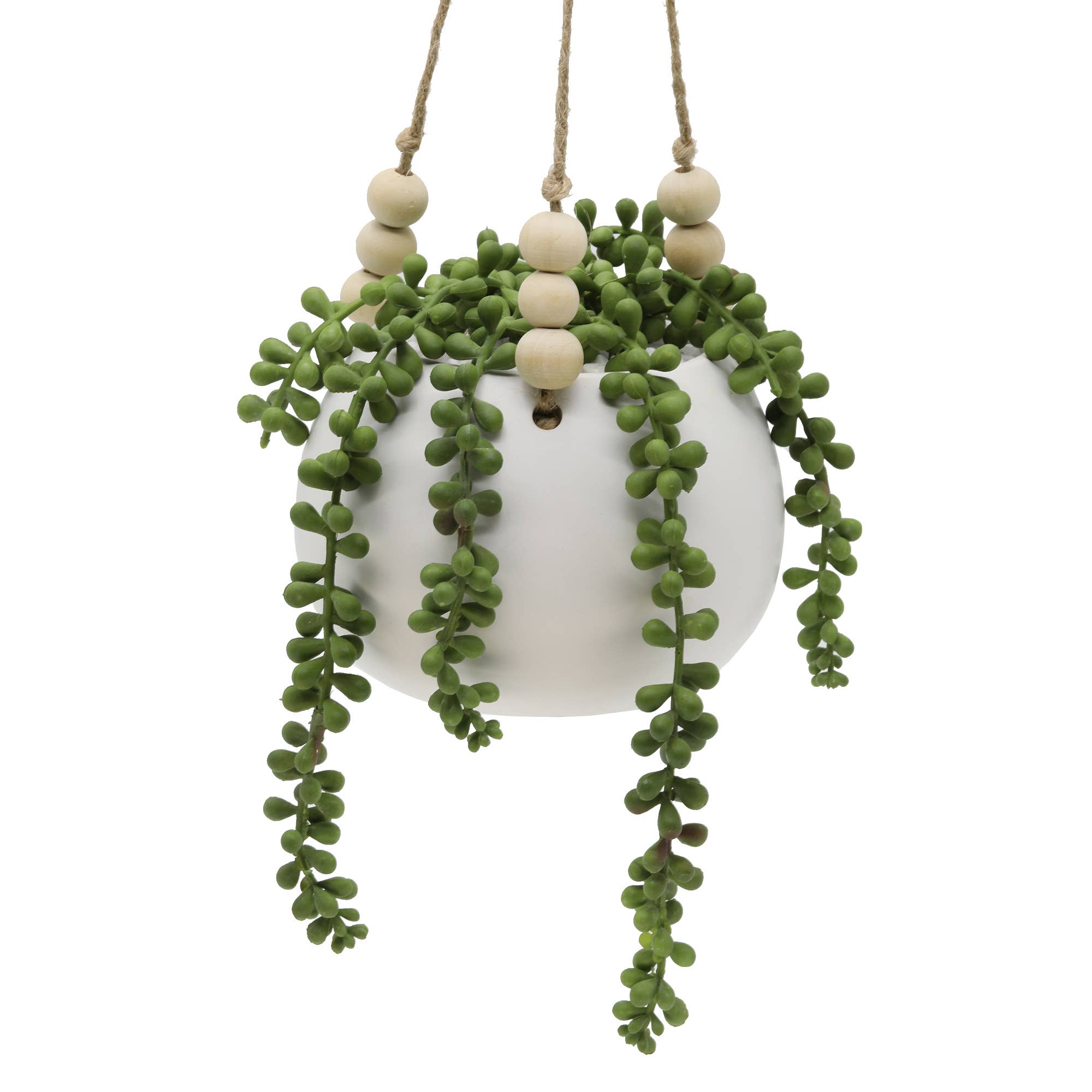 Flora Bunda Inc - Wholesale Hanging Planter - Hanging Faux String of Pearls in White Ceramic Pot1