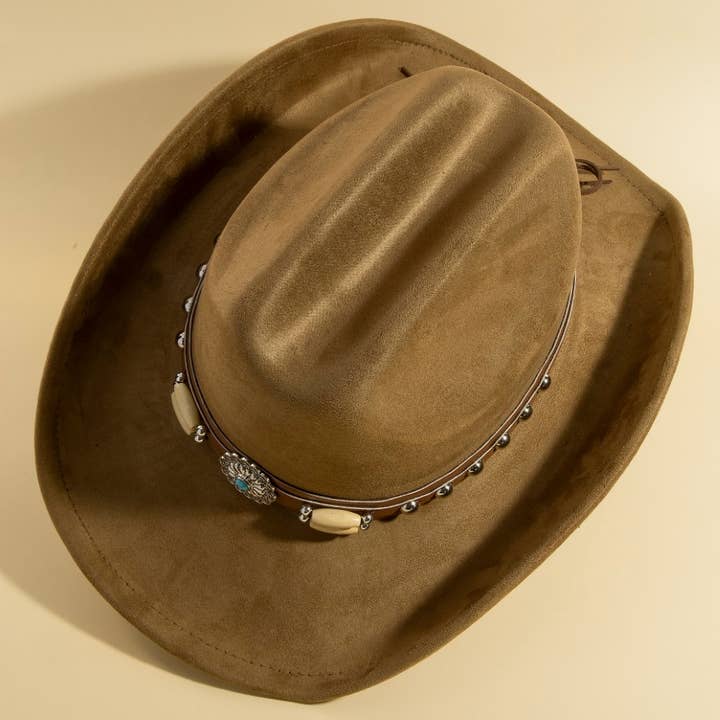 Western Concho Belt Strap Cowboy Hat for wholesale by Anarchy Street