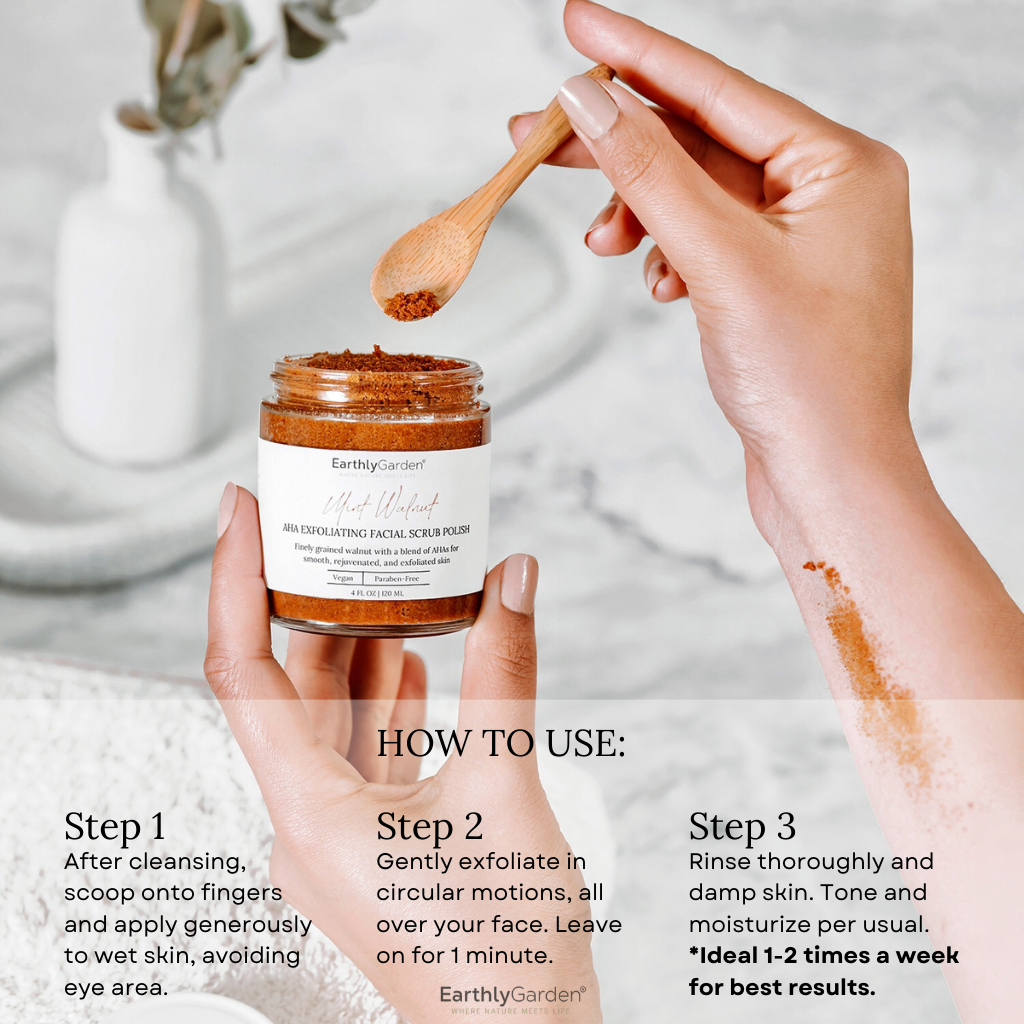 Earthly Garden® - Wholesale Facial Exfoliant/Scrub - Mint Walnut Exfoliating Face Scrub with AHA4