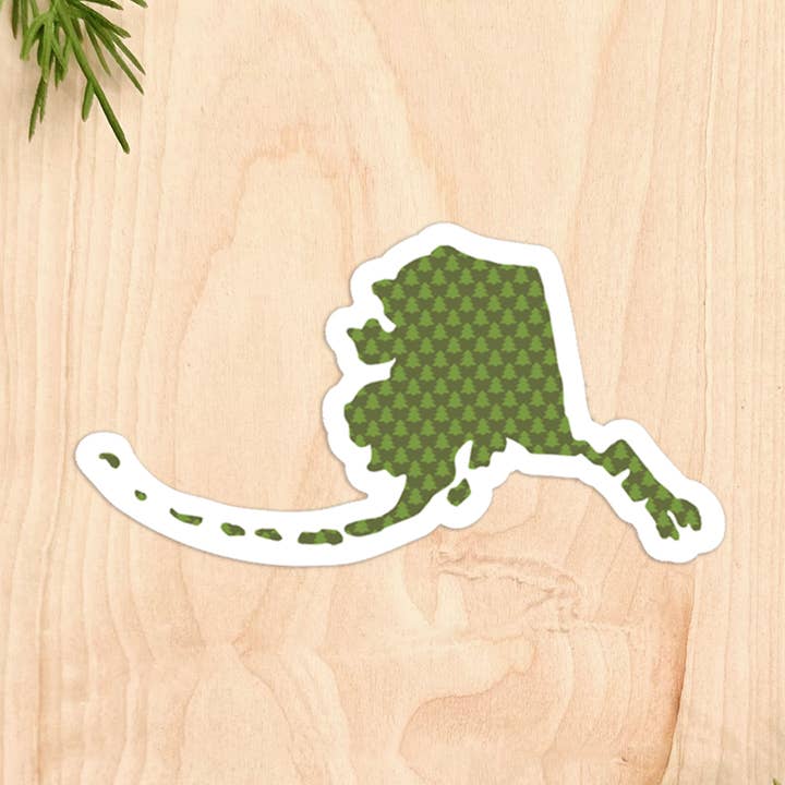 State of Alaska with Tiny Trees Sticker for wholesale by Printworthy
