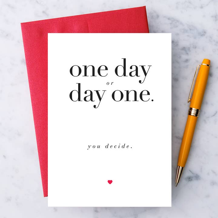NEW! "One Day or Day One. You Decide." Encourgement Card for wholesale by Design With Heart