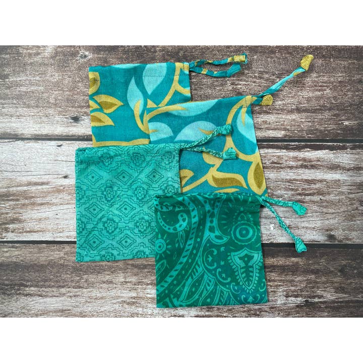 House of Kraft Jewelry & Accessories - Wholesale Gift Bag Set/Pack - Gift Pouches | Upcycled Silk Pouch | Pack Silk Gift Pouch4