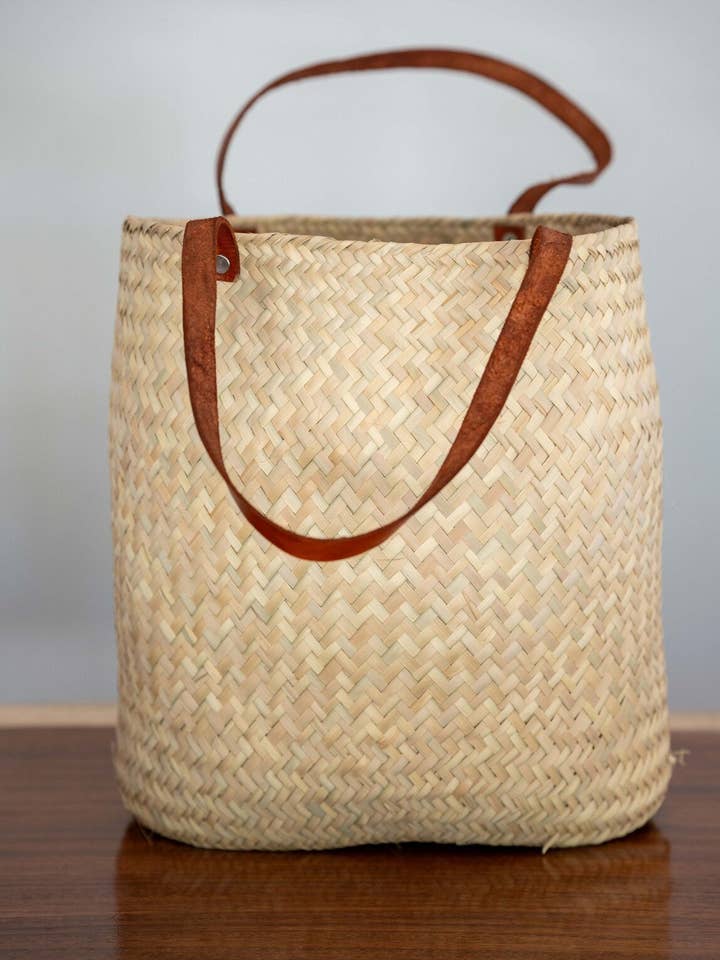 Large Palm Tote - Unlined/Natural for wholesale by Woven Mexico