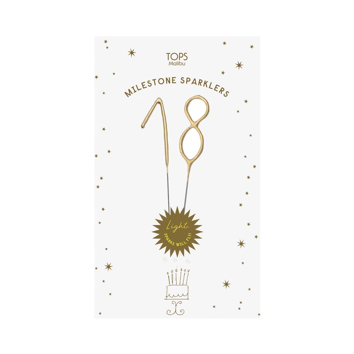 TOPS Malibu – wholesale Tomtebloss – Mini 4" Gold Milestone Number Sparkler Wands - Anpassat alternativ1