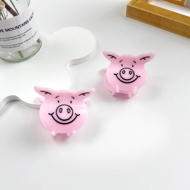 Pink Acetate cute piggy hair Claw Clip for wholesale on Faire