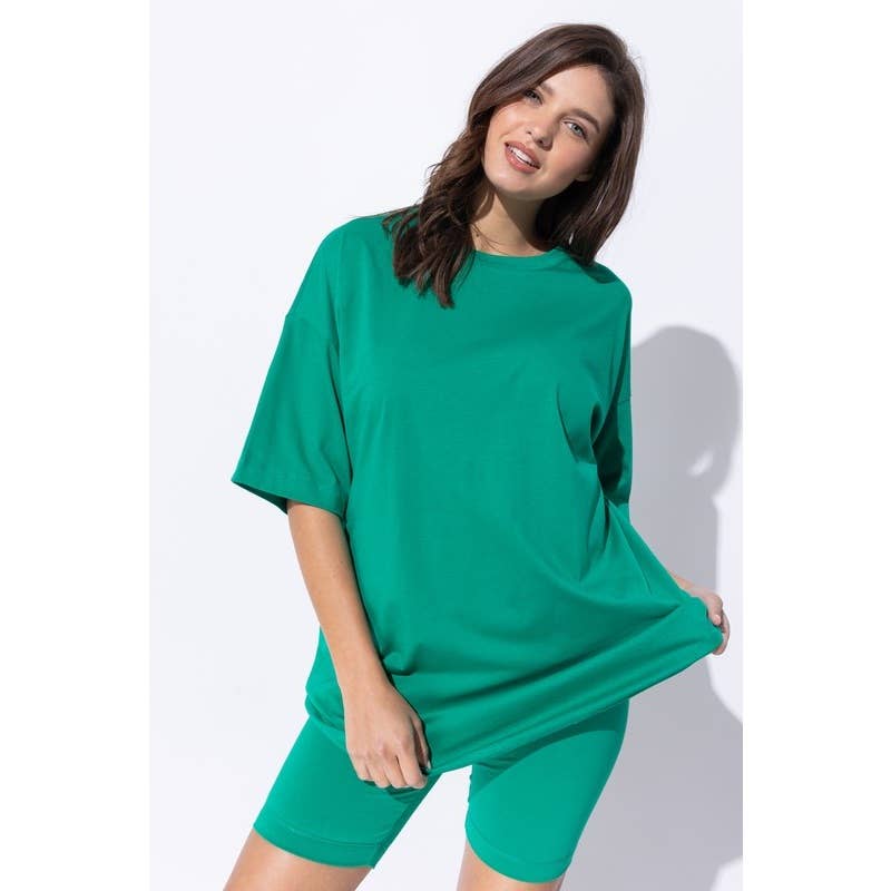 Sweet Generis - Wholesale Lounge Set - Women's - KNIT OVERSIZE TEE SHIRT AN SHORTS CASUAL BIKER SET14