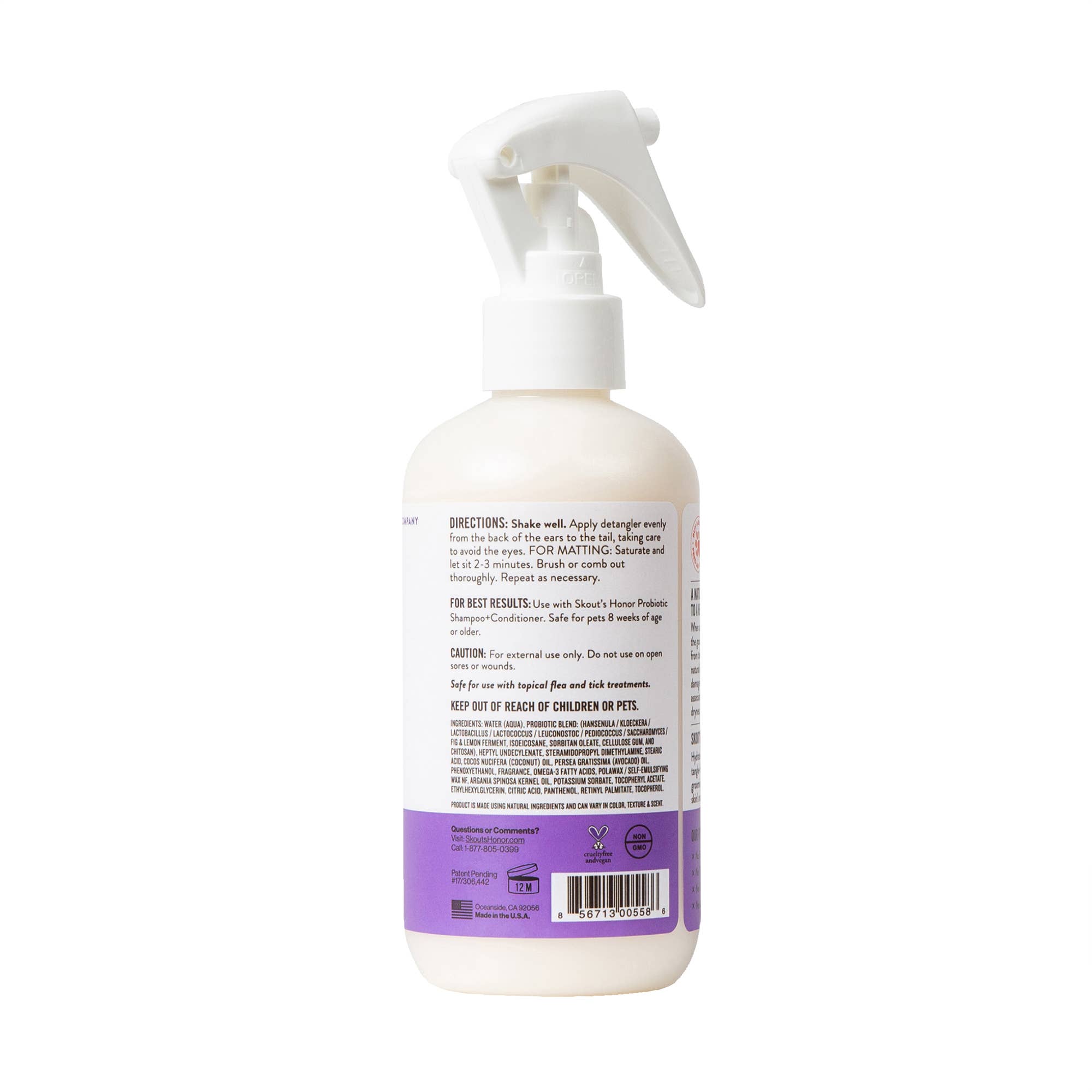 Pet Palette Distribution - Wholesale Pet Grooming Aid - Dog - Skout's Honor Probiotic Daily Use Detangler Lavender 8 oz1
