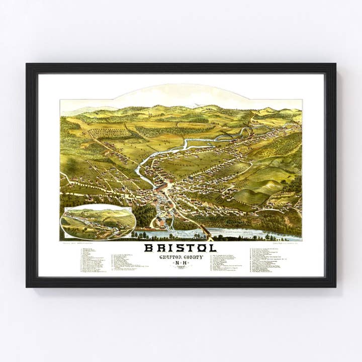 Vintage Map of Bristol, New Hampshire 1884 for wholesale by Ted's Vintage Art