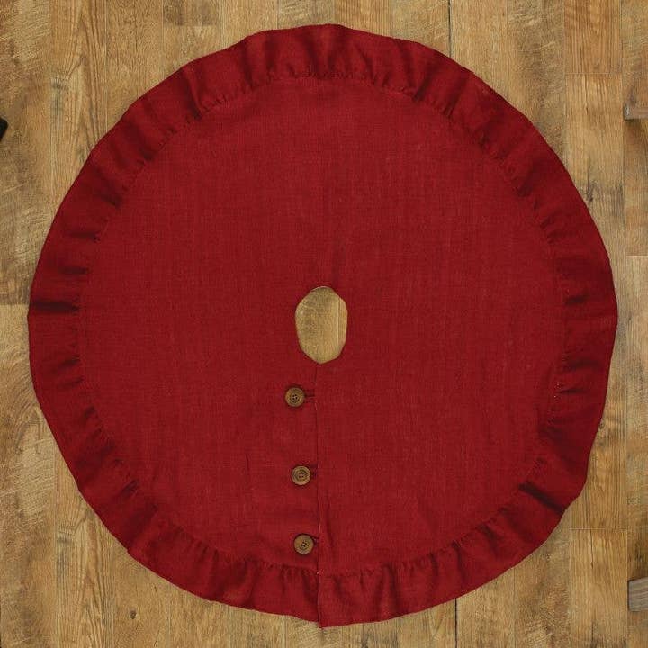 Jute Burlap Tree Skirt - 60" - Red for wholesale by Park Designs