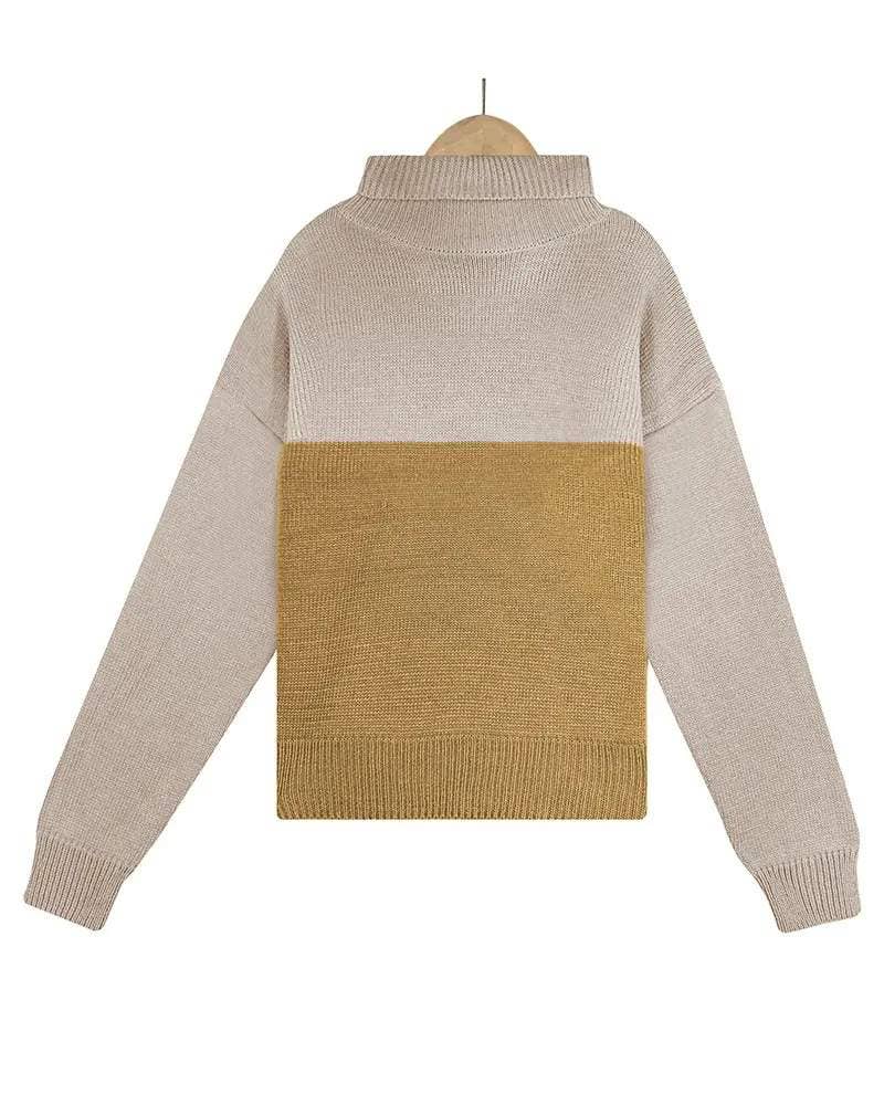 Fashion Combination – Pulôver - Mulher por atacado – Camisola de malha de manga comprida colorblock7