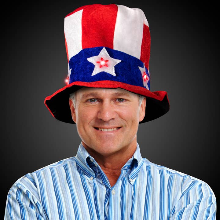 Windy City Novelties - Wholesale Party Hat/Crown - Flashing LED Uncle Sam Top Hat 12-unit display
