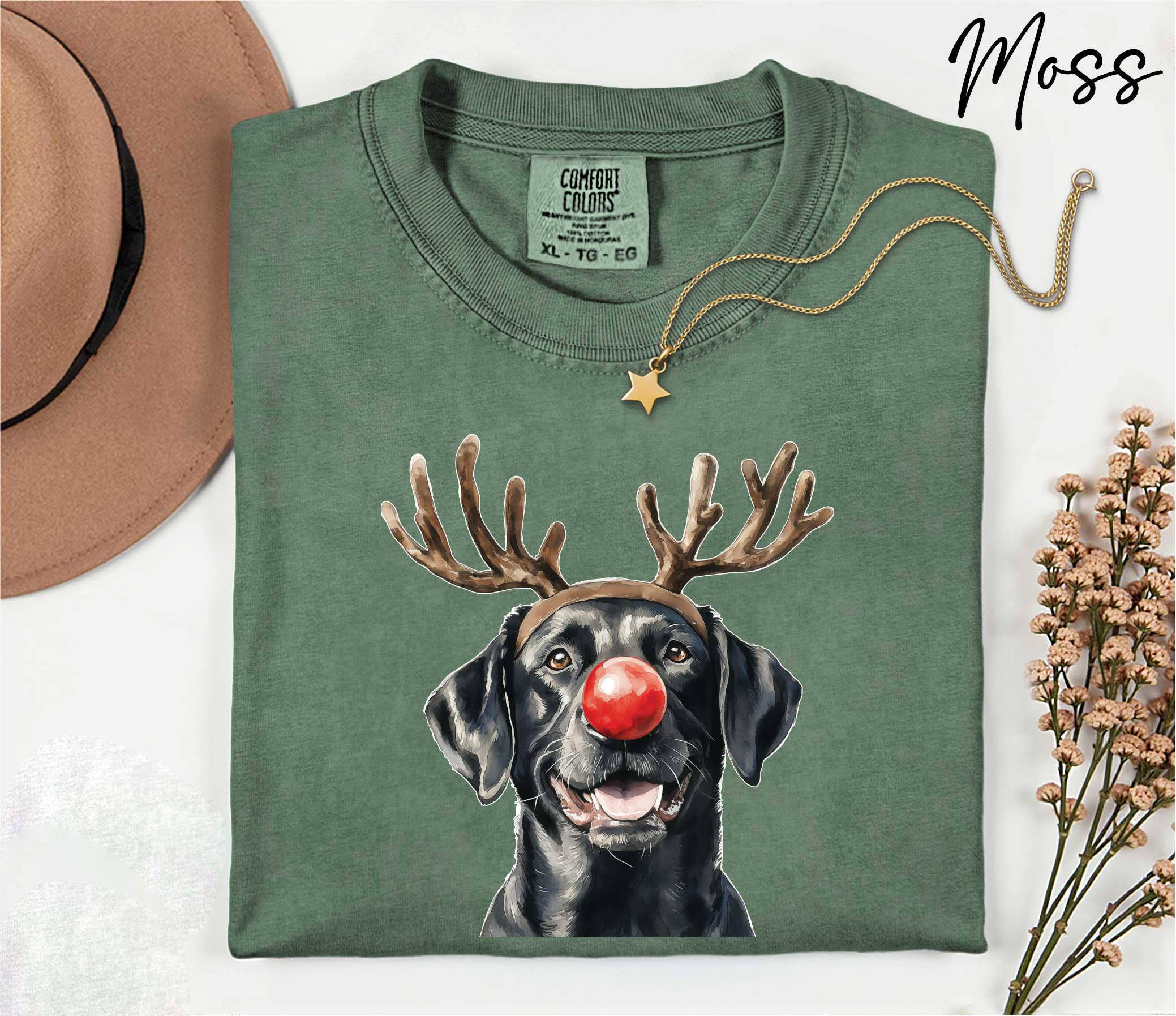 Glaime - Vente T-shirt à imprimés – femme - T-shirt Labrador noir de Noël Comfort Colors, chiens de Noël2