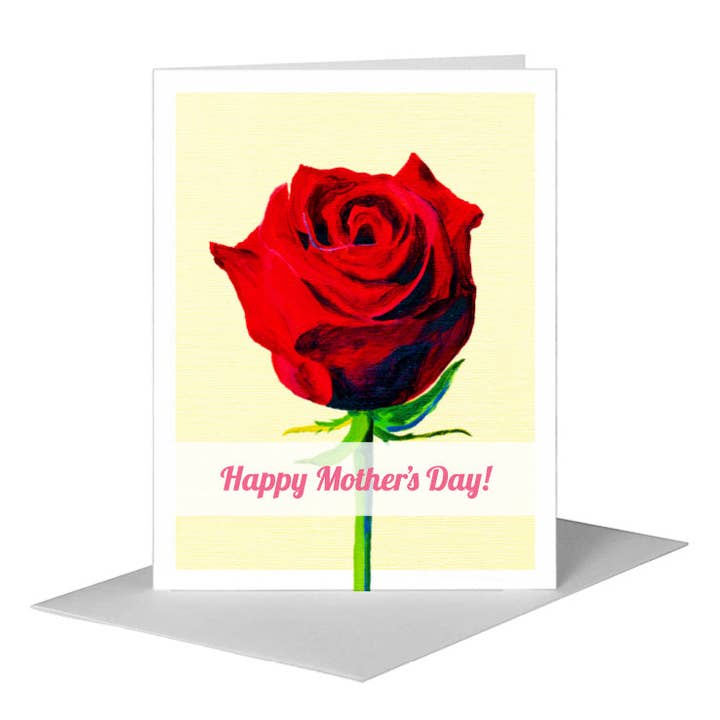 Rode Roos, Wenskaart (#7227DA) voor wholesale door Printed Canvas