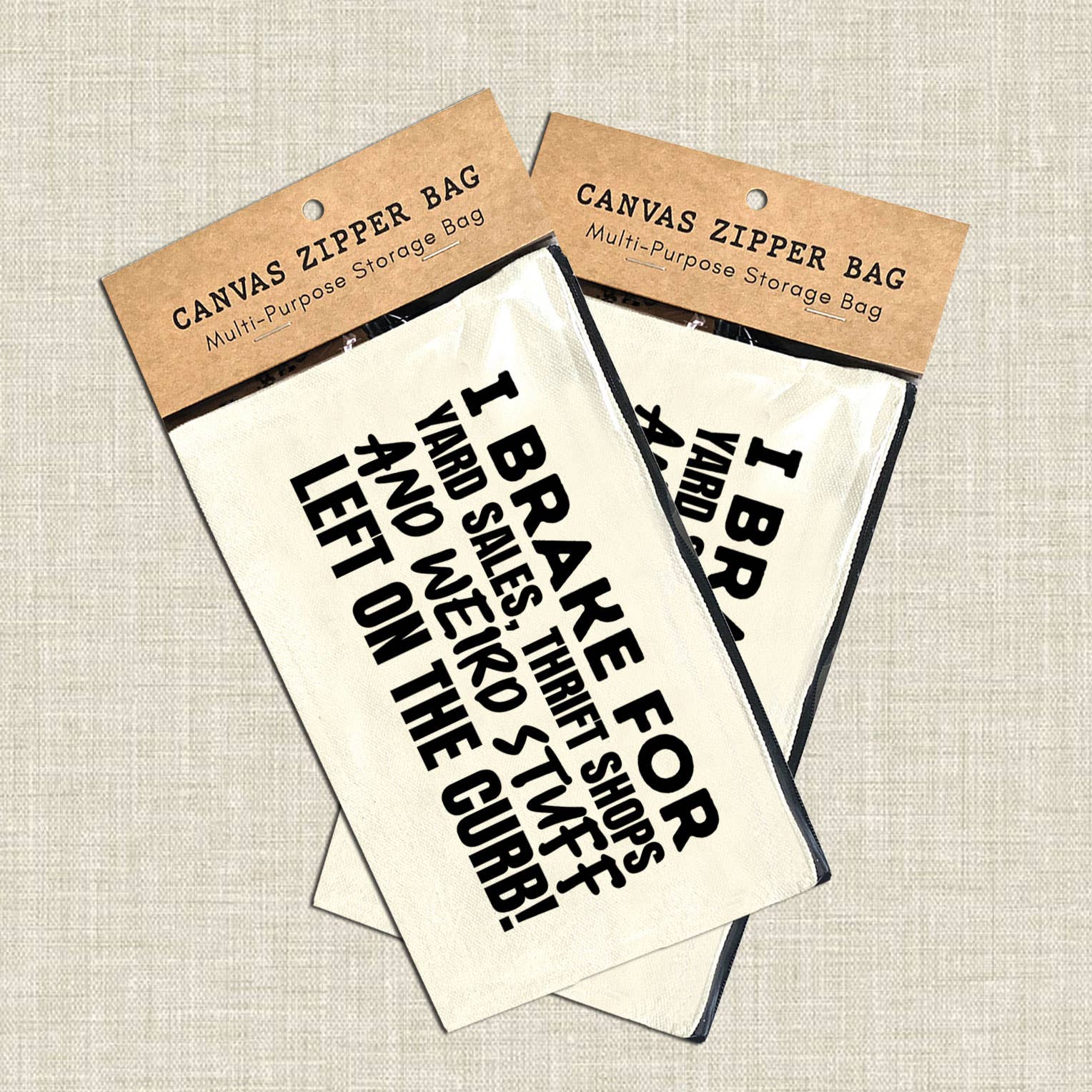 Coastal Creators of Connecticut - Wholesale Pouch - Women's - I Brake for Weird Stuff on Curb Multi-Use Canvas Zipper Bag6