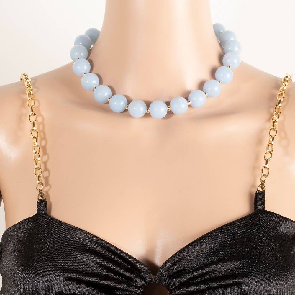The Looks by Fame Accessories - Wholesale Pendant/Charm Necklace - Large Resin Ball Beaded Necklace3