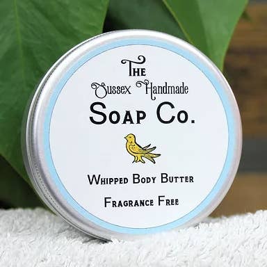Natural Whipped Body Butter Fragrance Free Palm Free & Vegan for wholesale by The Sussex Handmade Soap Company