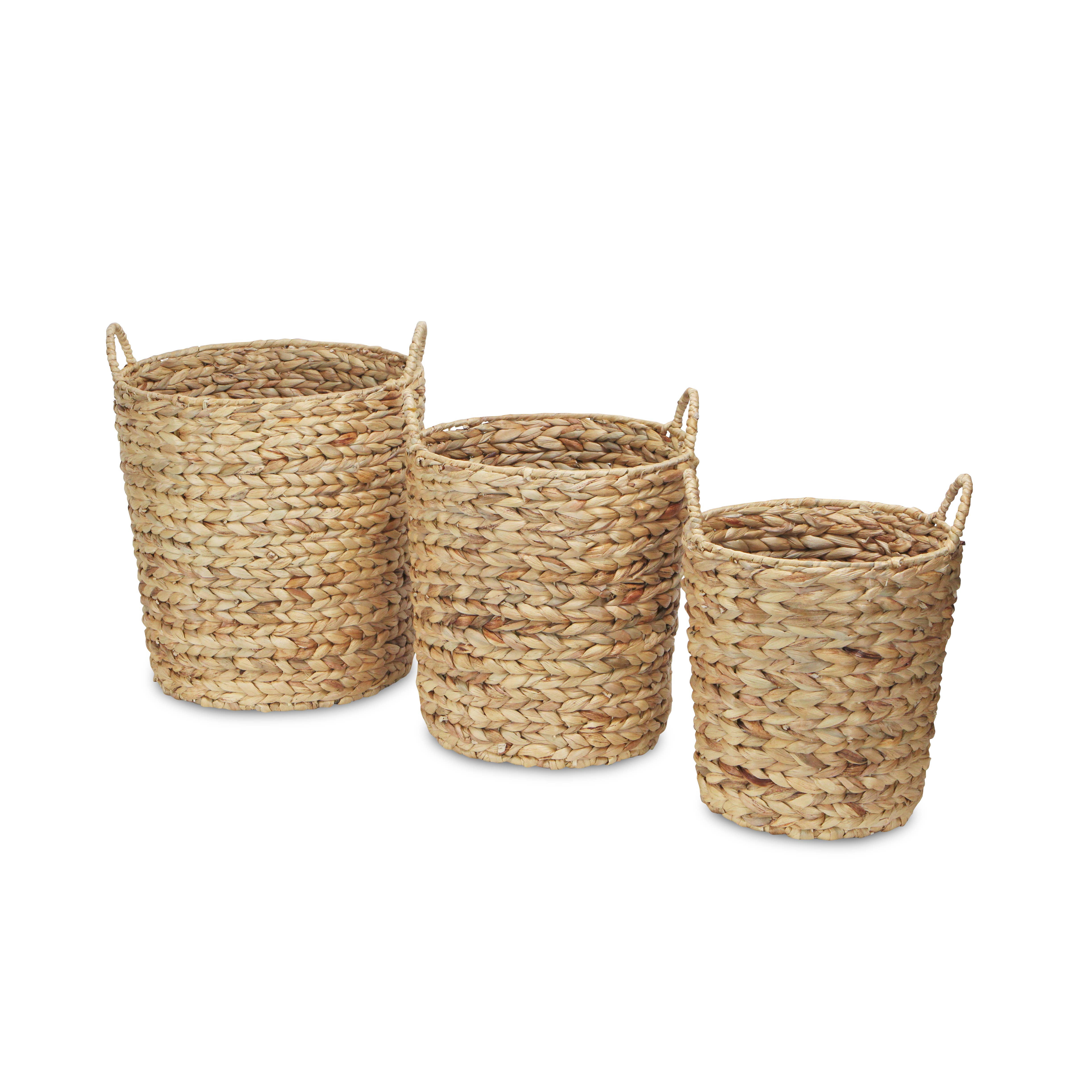 Cheungs Home Decor - Vente Panier garni - Lot de 3 paniers de rangement ronds effilés Laelia en jacinthe d'eau5