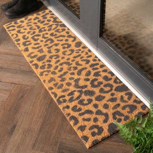 Grey Leopard Print Patio Doormat for wholesale by Artsy Mats