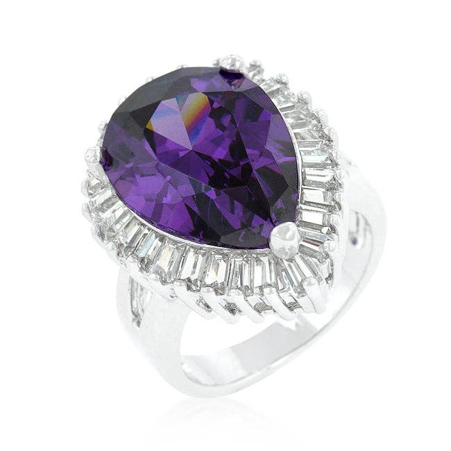 Cubic Zirconia Purple and Clear Cocktail Ring for wholesale by JewelScent