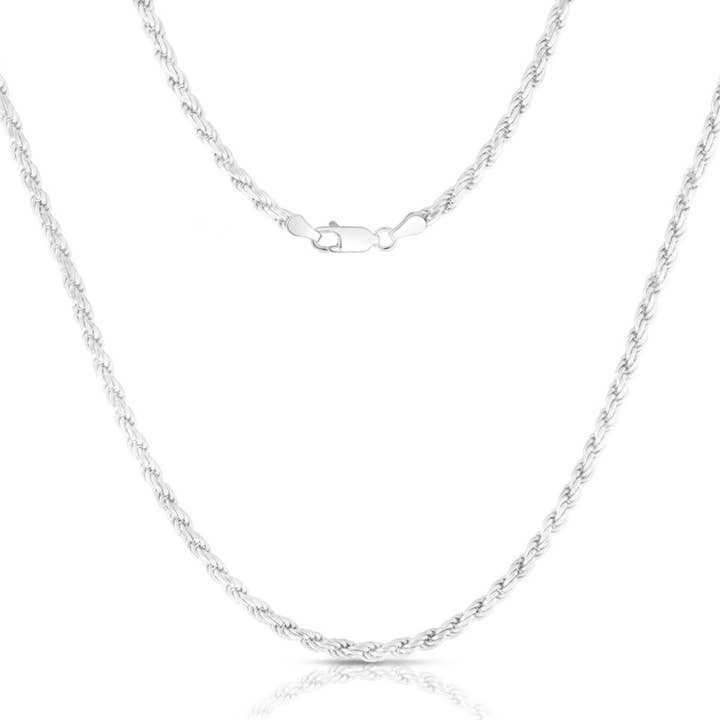 Collana unisex in argento Sterling con cordino da 3 mm con taglio a diamante per la vendita all'ingrosso da parte di NYC Sterling