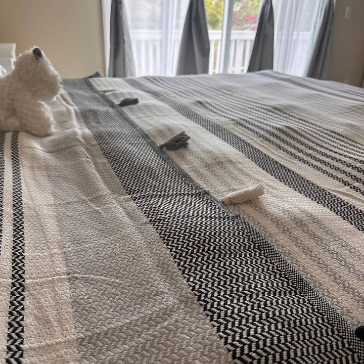 Basic Layers – wholesale Bedding set – COTTON BLACK POM POM BEDSPREAD