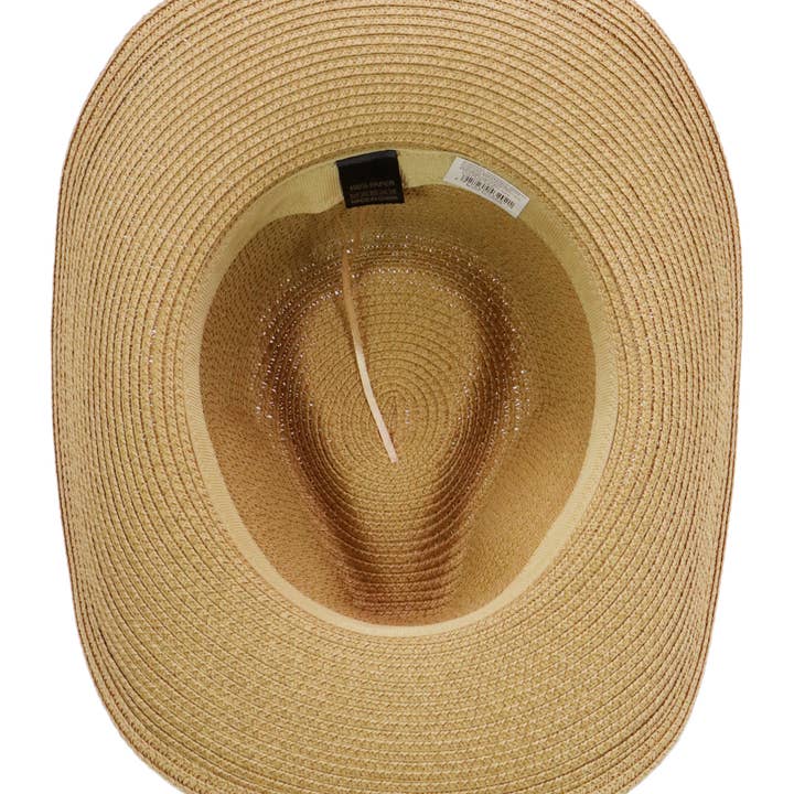 Cap Zone - Wholesale Straw Hat - Women's - Coastal Stitch Braided Belt Paper Straw Cowboy Hat