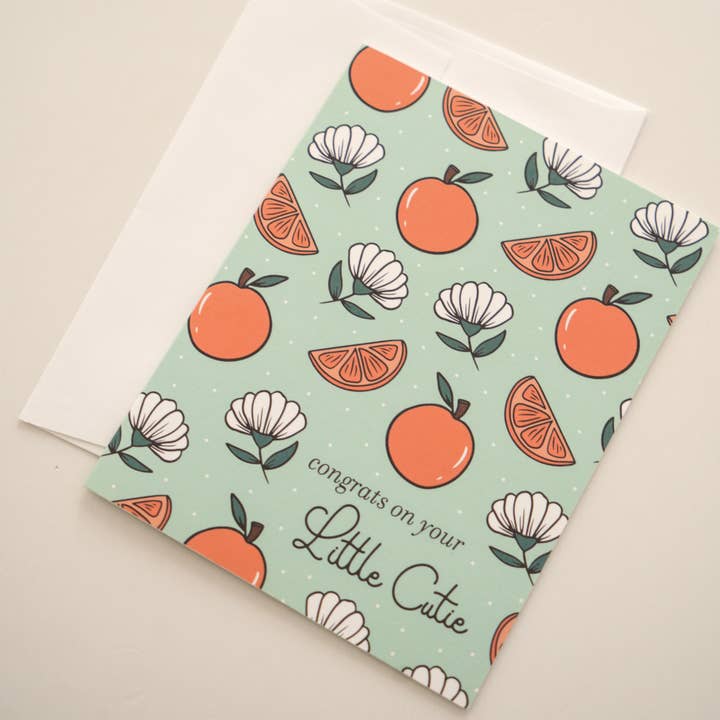 Citrus Baby Greeting Card for wholesale by Daisy Market Co. by Kelsey Haver Designs