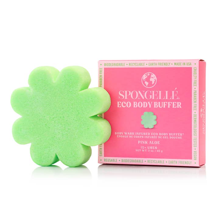 Spongellé | Christmas 2025 | Stocking Stuffers | Gifts - Wholesale Body Wash/Shower Gel - Pink Aloe Eco Body Buffer | Biodegradable | Clean1