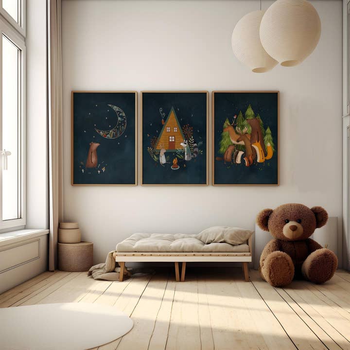 Night Sky Forest Art Prints Set for wholesale by Urchin Bay