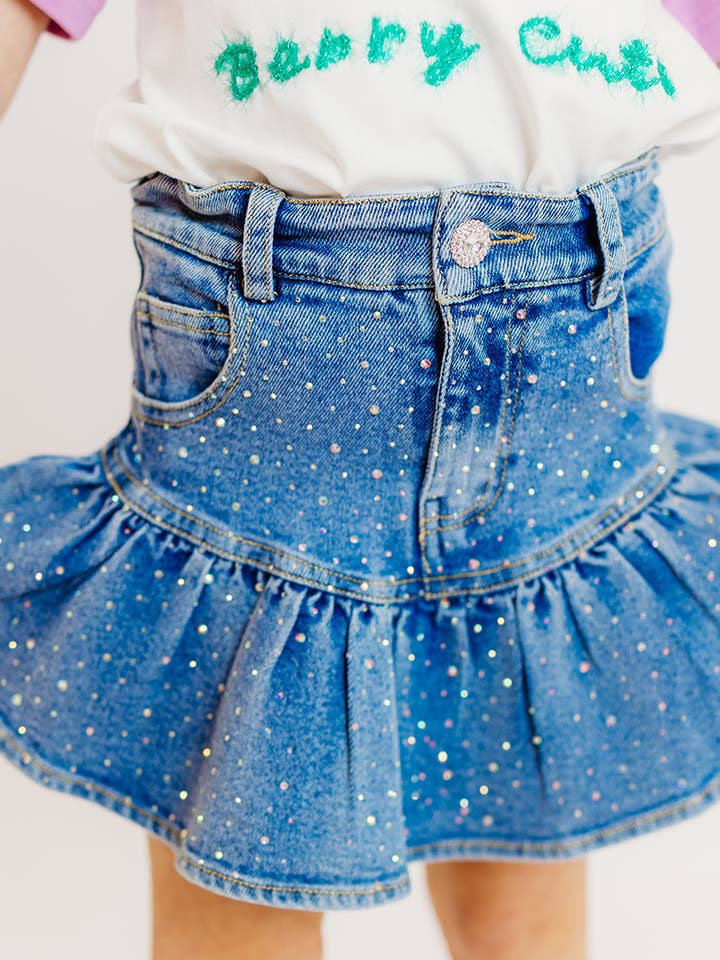 Falda-pantalón vaquera adornada para venta al por mayor de Three Wildflower Designs