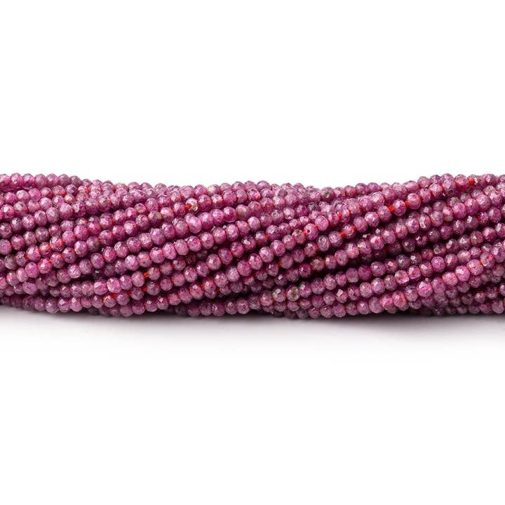 1.9mm Ruby Micro Faceted Rondelle Beads 13 inch 232 pieces for wholesale by Beads of Cambay