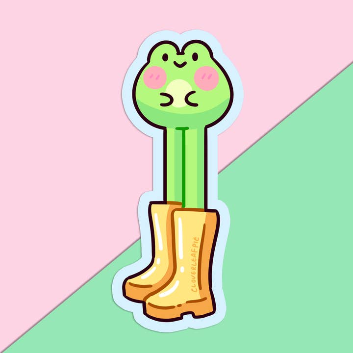 Long-Legged Frog Vinyl Sticker for wholesale by Cloverleafpie