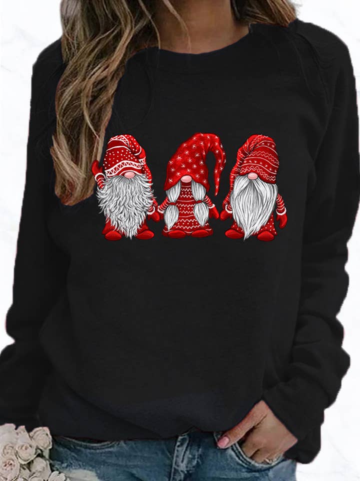 Suzie Q USA - Wholesale Screen printed t-shirt – Women′s - 3 SANTA Print Women's Christmas Neck Long Sleeve T-Shirt0
