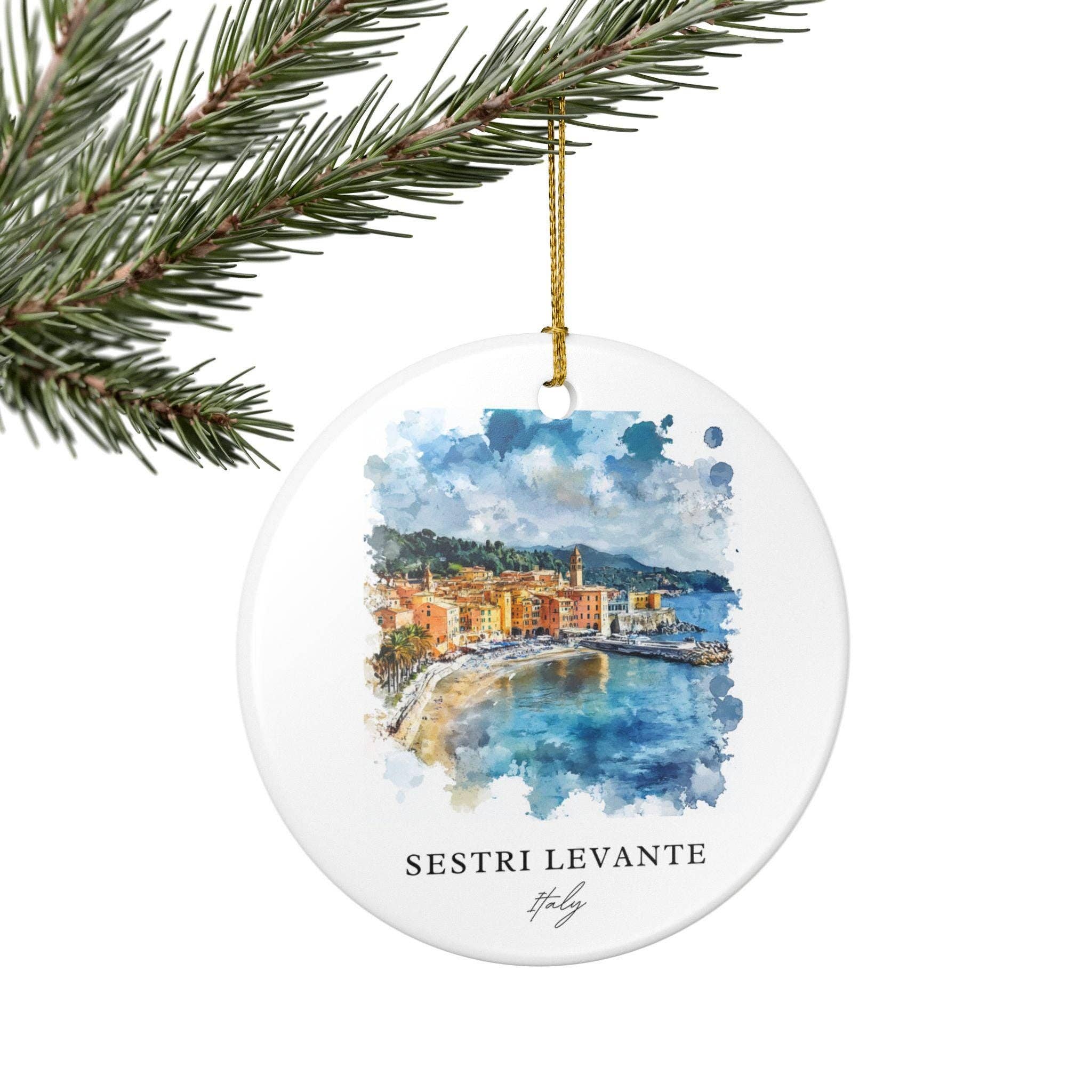 Premium Travel Art - Vente Objets de décoration - Ornement de Sestri Levante : Souvenir unique de Sestri Levante, Décoration de Noël italienne, et Cadeau authentique de Sestri Levante IT4